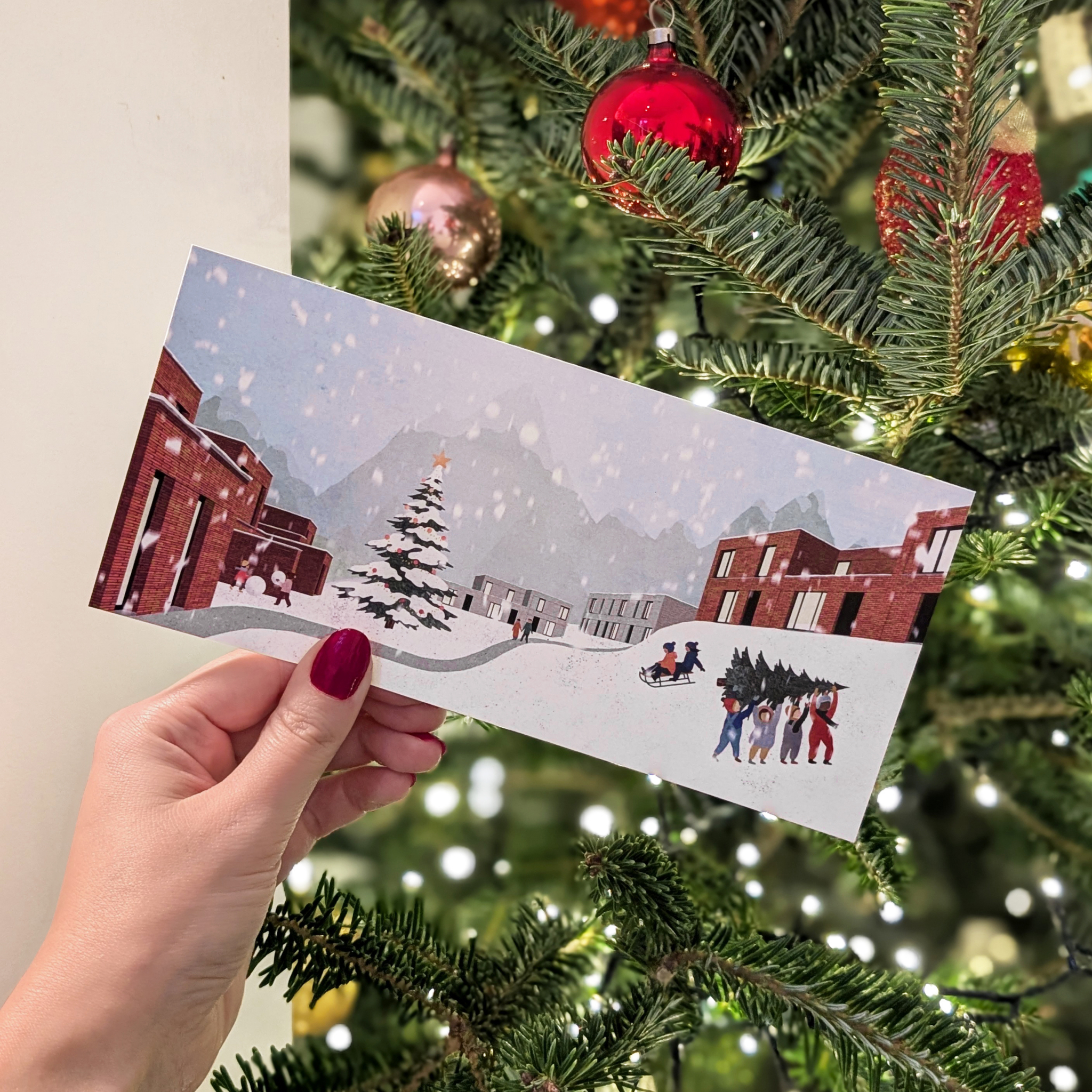 POST KERSTKAART BOUWVERLOF vierkant